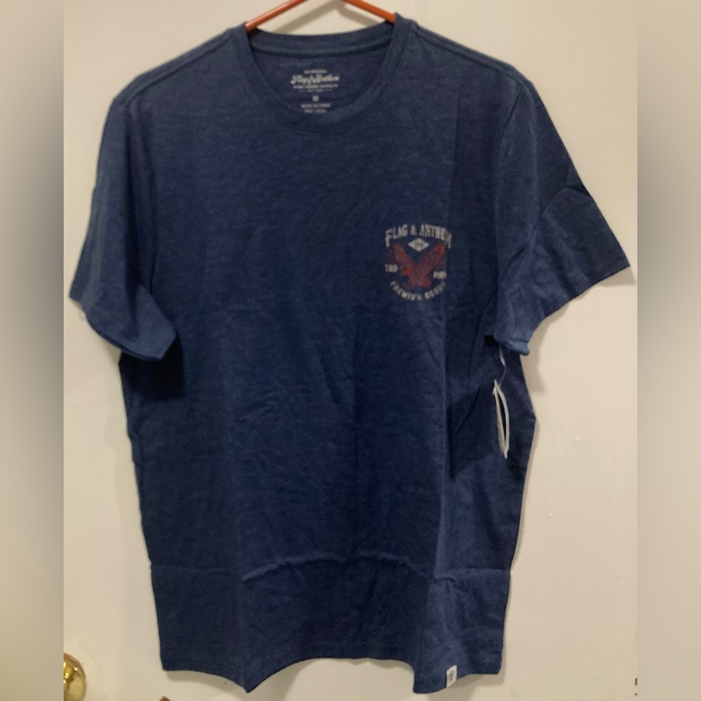 Flag & Anthem Mens Short Sleeve T-Shirt Crew Neck Navy Heather Eagle Size Medium